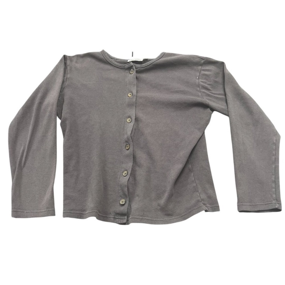 Cotton Basics Cardigan Sweater Womens Large Gray Tight Knit Warm Wear Cozy
